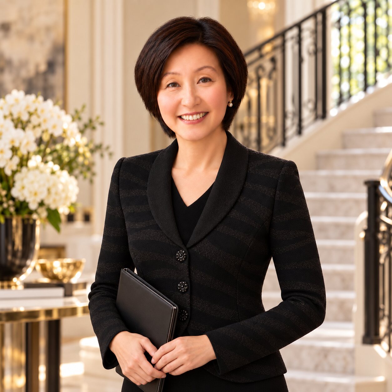 Lisa M. Lum holding a client portfolio