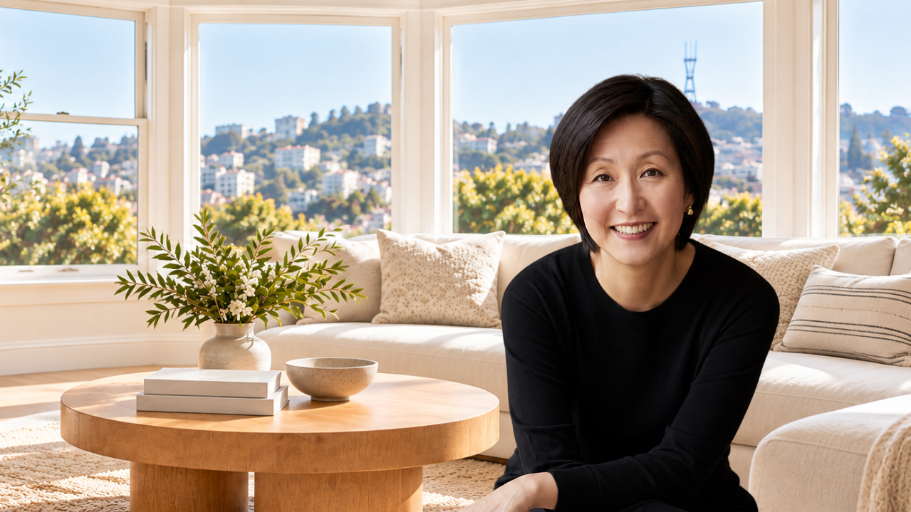 Lisa in a sunlit San Francisco living room
